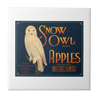 Carreau Chouette des neiges Marque Pommes Vintage Étiquett