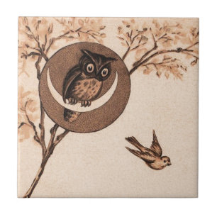 Carreau Chouette Vintage dans la lune