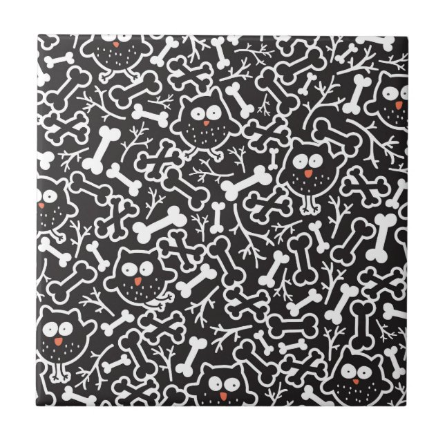 Carreau Chouettes et os (Devant)