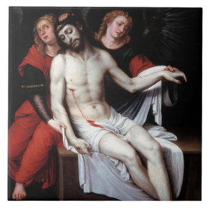 Carreau Christ mort soutenu par deux anges (Ribalta)