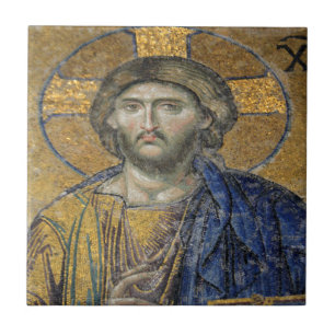 Carreau Christ Pantocrator Mosiac Iconique Religieux Romai