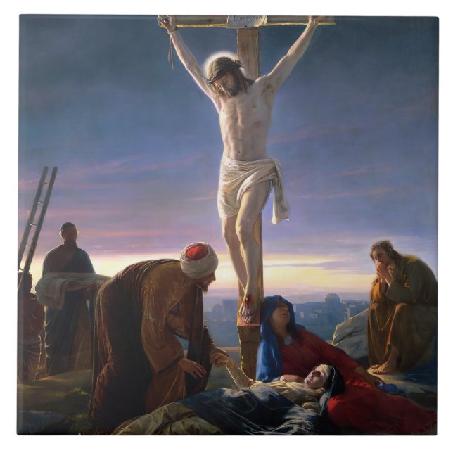 Carreau Christ sur la Croix par Carl Bloch, Religieux (Devant)