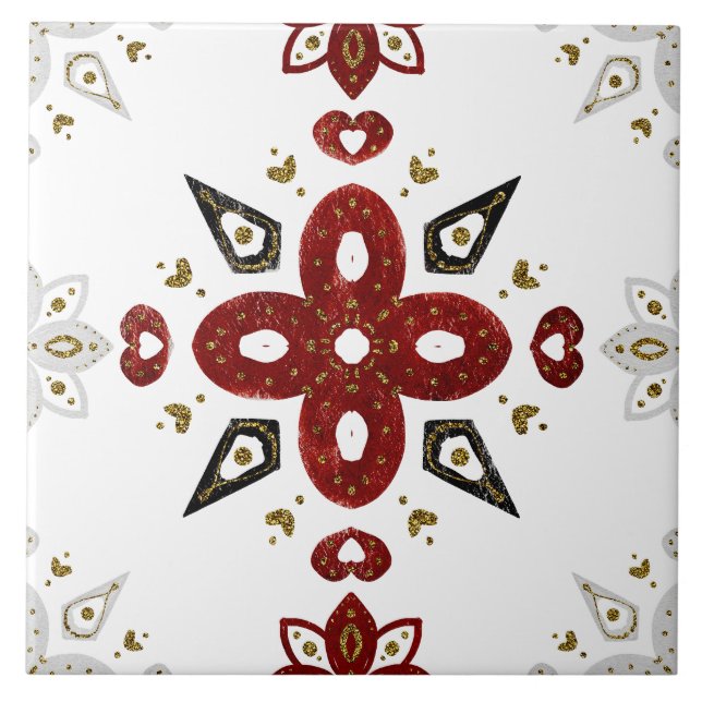 Carreau Christmas Folk Nordic Art (Devant)