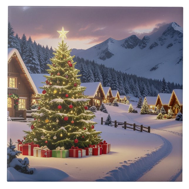 Carreau Christmas lights landscape with snow (Devant)