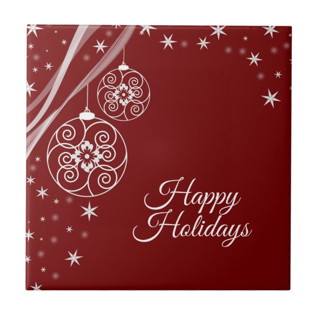 Carreau Christmas Party White Stars Red Elegant (Devant)