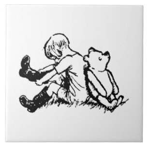 Carreau Christopher Robin mettant ses bottes avec Pooh