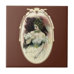 Carreau Christy Girl vintage, portrait de mariage antique