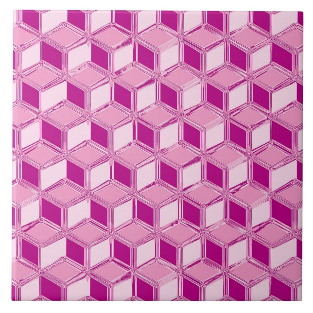Carreau Chrome 3-d boîtes - fuchsia rose (Devant)