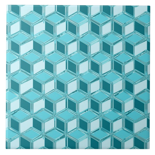 Carreau Chrome 3-d boîtes - turquoise / aqua (Devant)