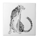 Carreau Chrome Cheetah<br><div class="desc">Chrome Cheetah I par Grace Popp. Un grand guépard regarde vers son côté avec sa queue en agitant doucement. | 164398Z</div>