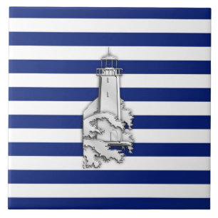 Carreau Chrome Like Lighthouse on Nautical Stripes