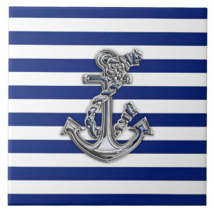 Carreau Chrome Like Rope Anchor on Nautical Stripes
