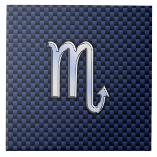 Carreau Chrome Scorpio Zodiac Sign on Blue Carbon Fibre