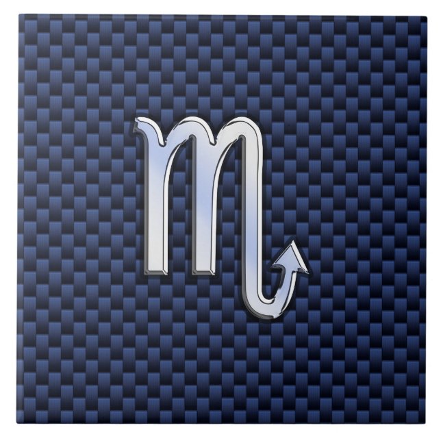 Carreau Chrome Scorpio Zodiac Sign on Blue Carbon Fibre (Devant)