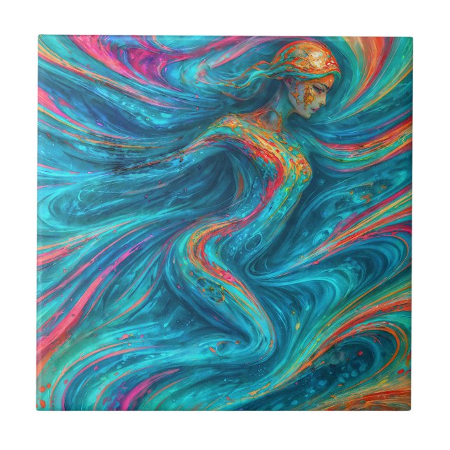 Carreau “Chromisca” - Portrait d'enchanteresse fluide (Devant)