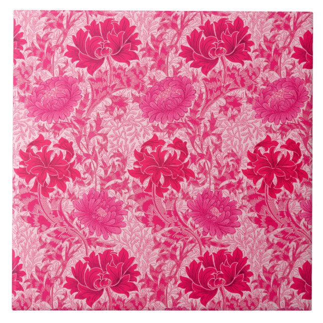Carreau Chrysanthèmes Art Nouveau, Fuchsia Pink (Devant)