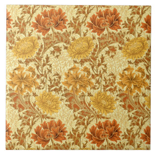 Carreau Chrysanthèmes Art Nouveau, Or de la moutarde