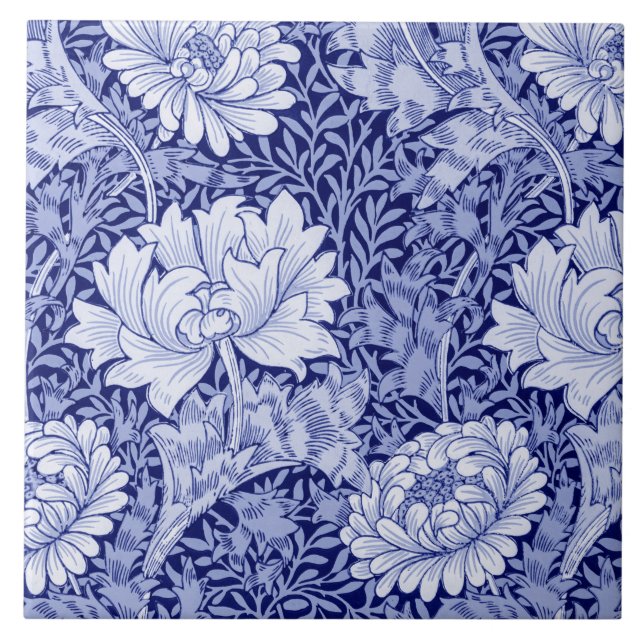 Carreau Chrysanthemum Blue, William Morris (Devant)
