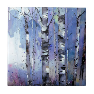 Carreau Chute de neige dans le bouleau enchanté