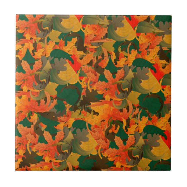 Carreau Chute du Motif Feuille pour l'automne (Devant)