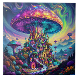 Carreau Ciel arc-en-ciel de champignons Imaginaires