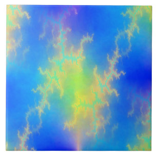 Carreau Ciel bleu et boulons de foudre jaune doré