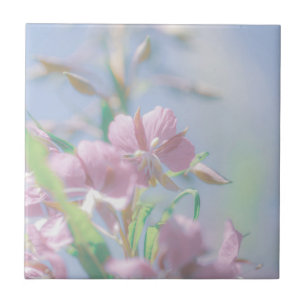 Carreau Ciel bleu Vert Plante Feuilles Fleurs violettes