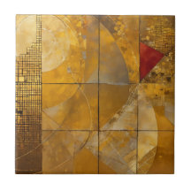 Ciel géométrique doré, rouge et bleu