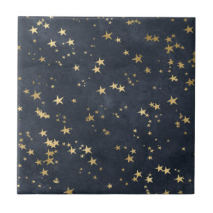 Carreau Ciel nocturne étoilé étoiles dorées amoureux d'ast