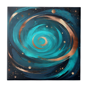 Carreau Ciel Nocturne Nebula Turquoise Et Cuivre Métal