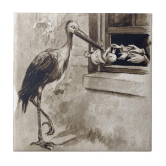 Carreau Cigogne livrant le cru de bébé