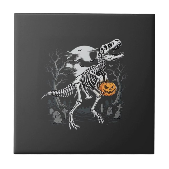 Carreau Cimetière de citrouille d'Halloween de squelette d (Devant)