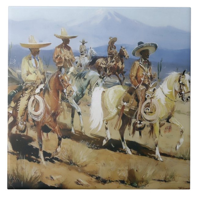 Carreau Cinq Vaqueros à cheval par Edward Borein (Devant)