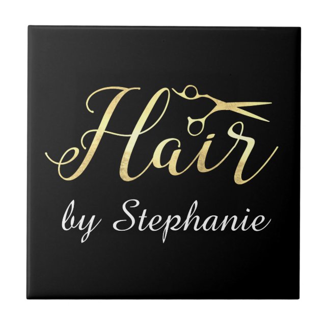 Carreau Ciseaux en or Scissors Coiffeur Salon de Coiffure (Devant)