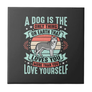 Carreau Citation Amoureux de Chien Graphique Husky Vintage