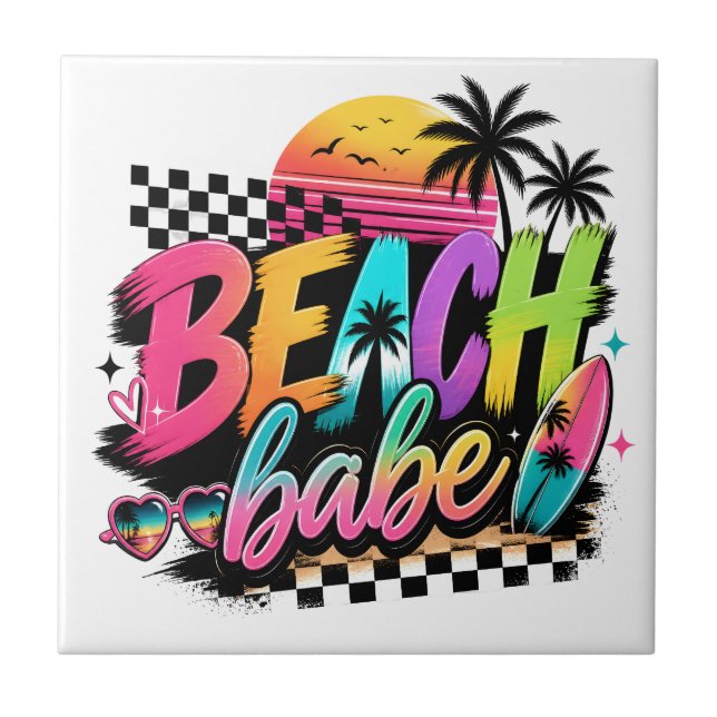 Carreau Citation de Babe de plage au coucher de soleil tro (Devant)