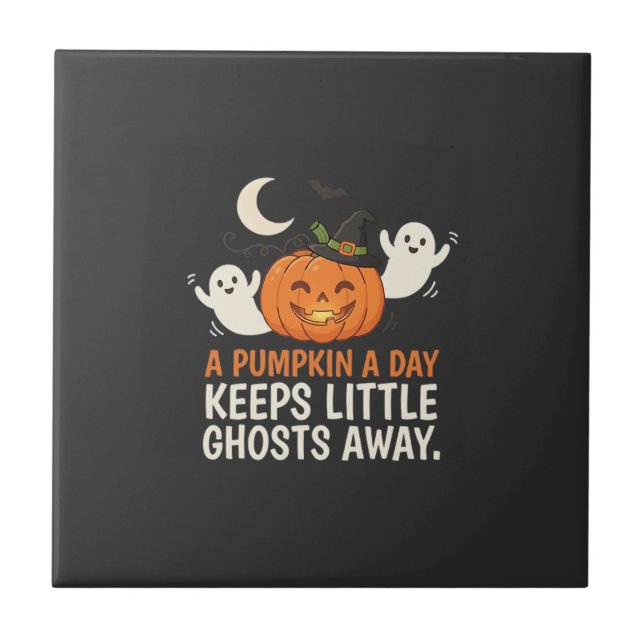 Carreau Citation de citrouille fantôme Halloween Design_1 (Devant)