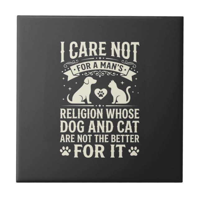 Carreau Citation de la religion du chien et du chat (Devant)
