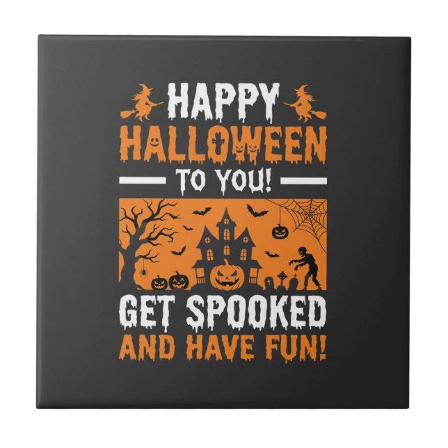 Carreau Citation de maison hantée effrayante pour Hallowee (Devant)