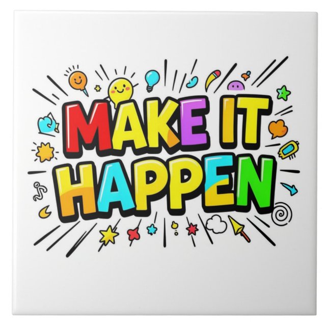 Carreau Citation de motivation colorée et audacieuse (Devant)