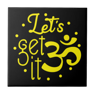 Carreau Citation de symbole Zen Let's Get it Jaune Noir