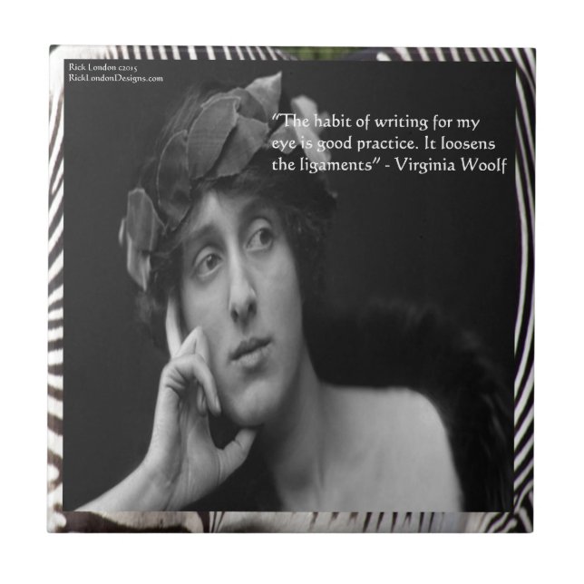 Carreau Citation d'écriture de Virginia Woolf avec des ray (Devant)