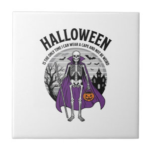 Carreau Citation drôle de cape d'Halloween de squelette de