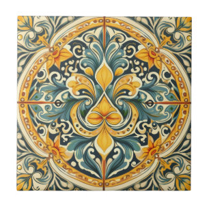 Carreau Citron et bleu Azulejo Lisbonne modèle Talavera