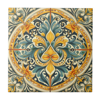 Carreau Citron et bleu Azulejo Lisbonne modèle Talavera