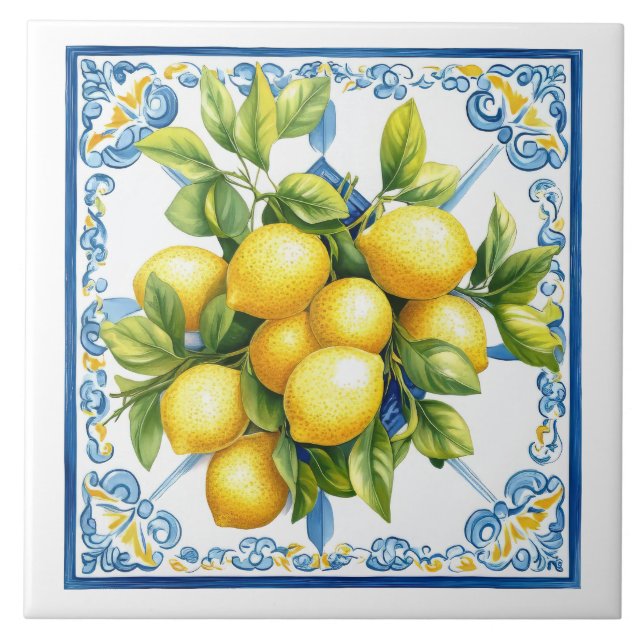 Carreau Citron jaune bleu (Devant)