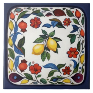 Carreau Citrons colorés Traditionnel Folklorique Floral