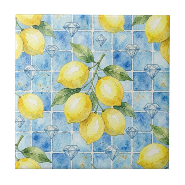 Carreau Citrons et diamants méditerranéens marocains (Devant)