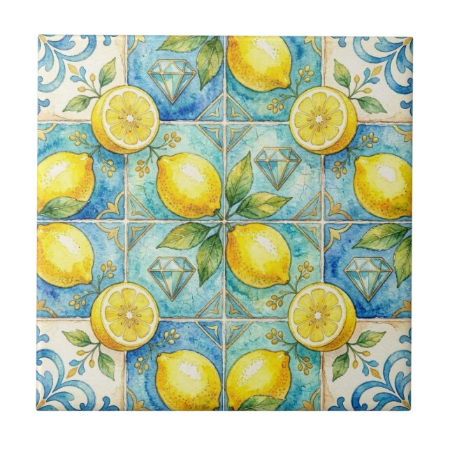 Carreau Citrons et diamants méditerranéens marocains (Devant)