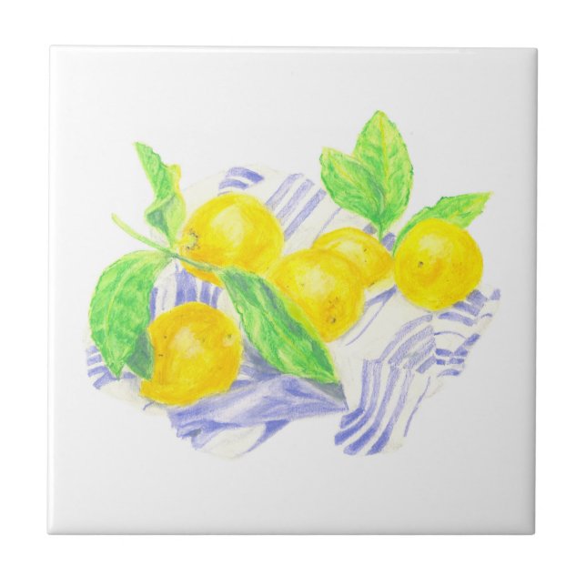 Carreau citrons Meyer sur la serviette de cuisine (Devant)